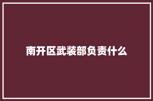 南开区武装部负责什么