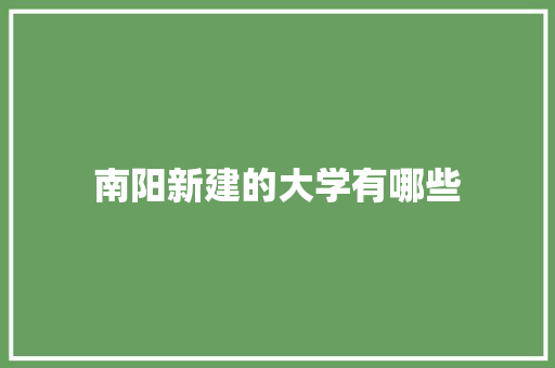 南阳新建的大学有哪些 未命名