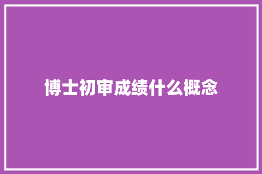 博士初审成绩什么概念