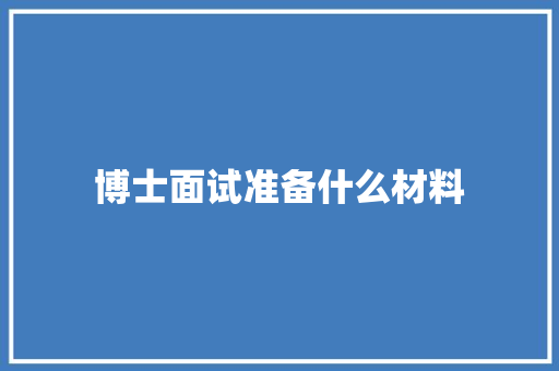 博士面试准备什么材料 未命名