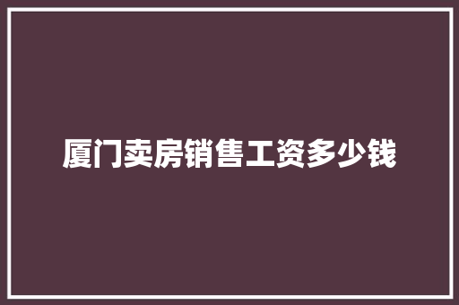 厦门卖房销售工资多少钱