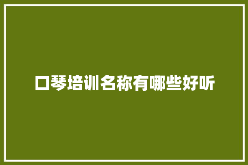 口琴培训名称有哪些好听