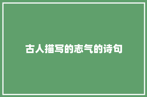 古人描写的志气的诗句 未命名