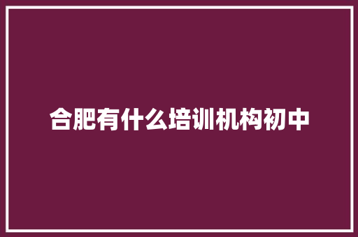 合肥有什么培训机构初中 未命名