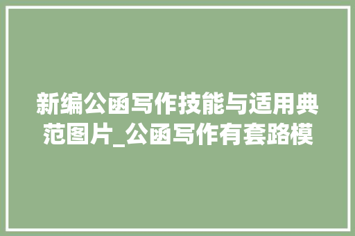 新编公函写作技能与适用典范图片_公函写作有套路模板整套相送直接填空就可以过关