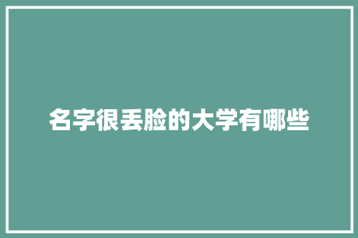 名字很丢脸的大学有哪些 未命名