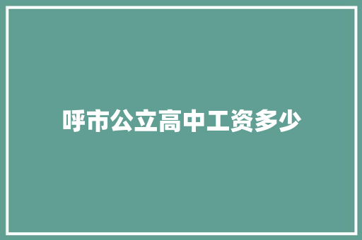 呼市公立高中工资多少