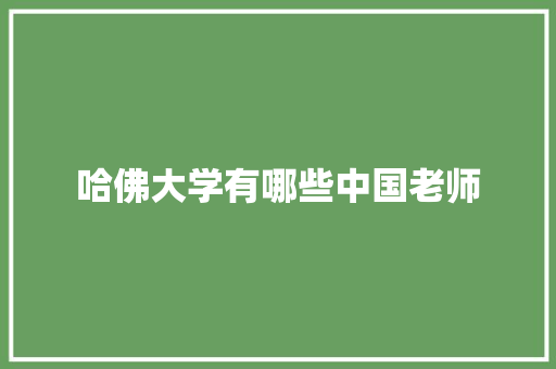 哈佛大学有哪些中国老师 未命名