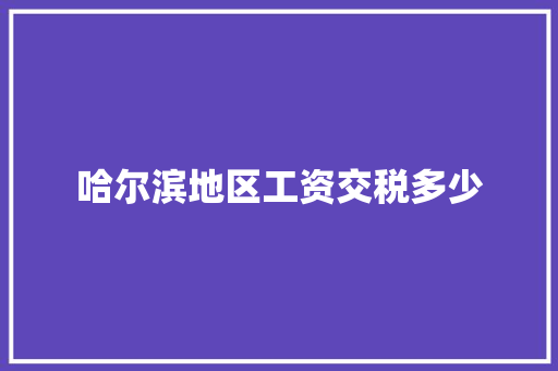 哈尔滨地区工资交税多少 未命名