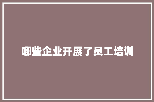 哪些企业开展了员工培训