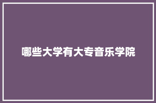 哪些大学有大专音乐学院 未命名