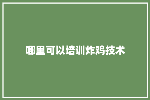 哪里可以培训炸鸡技术 未命名