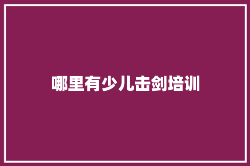 哪里有少儿击剑培训 未命名