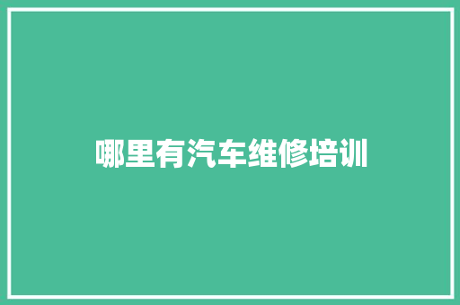 哪里有汽车维修培训 未命名