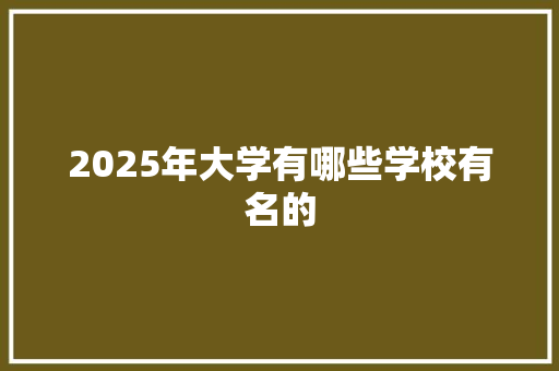 2025年大学有哪些学校有名的