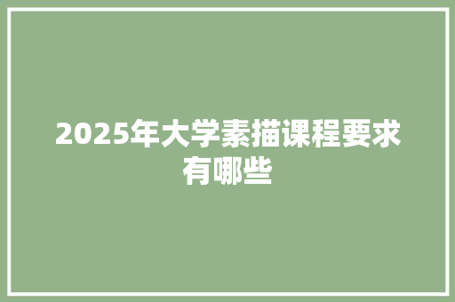 2025年大学素描课程要求有哪些 未命名