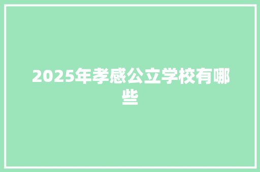 2025年孝感公立学校有哪些 未命名