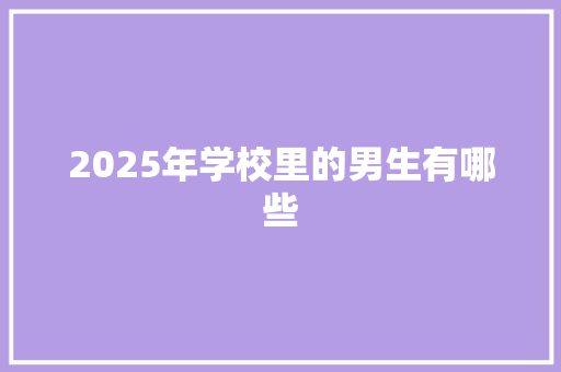 2025年学校里的男生有哪些 未命名