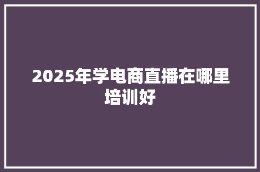 2025年学电商直播在哪里培训好 未命名