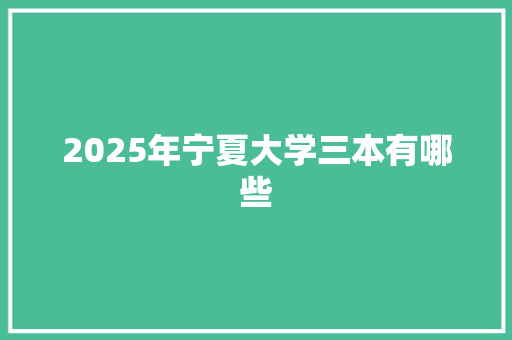 2025年宁夏大学三本有哪些