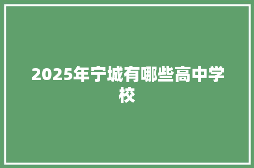 2025年宁城有哪些高中学校 未命名