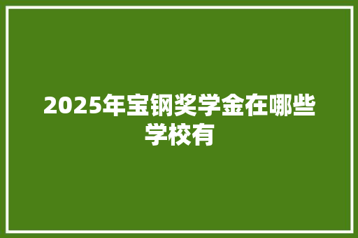 2025年宝钢奖学金在哪些学校有 未命名