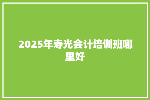 2025年寿光会计培训班哪里好