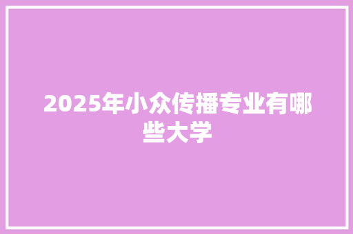 2025年小众传播专业有哪些大学