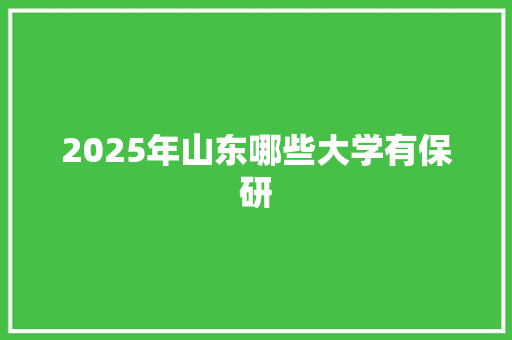 2025年山东哪些大学有保研