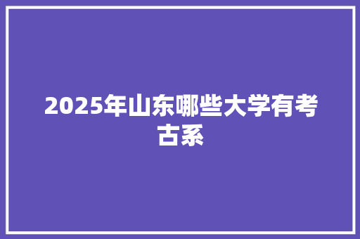 2025年山东哪些大学有考古系