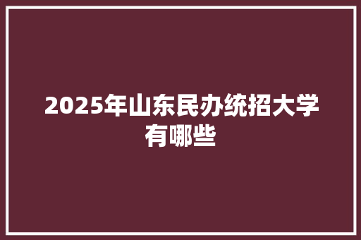 2025年山东民办统招大学有哪些