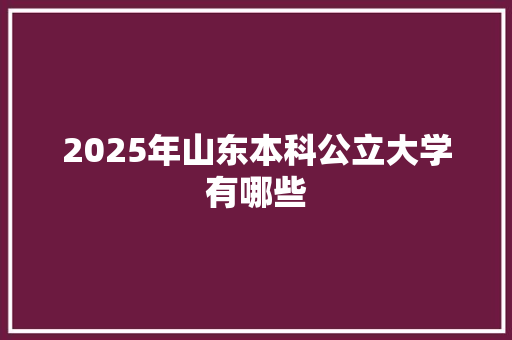 2025年山东本科公立大学有哪些 未命名