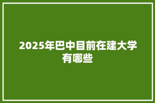 2025年巴中目前在建大学有哪些 未命名