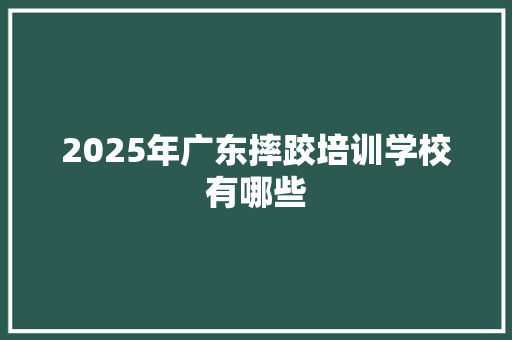 2025年广东摔跤培训学校有哪些