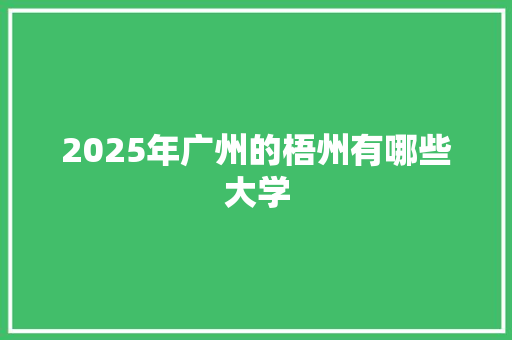 2025年广州的梧州有哪些大学