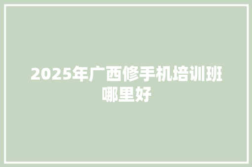 2025年广西修手机培训班哪里好