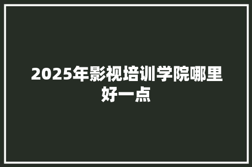 2025年影视培训学院哪里好一点