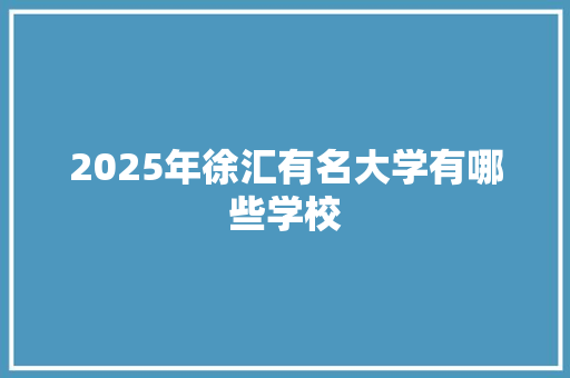 2025年徐汇有名大学有哪些学校