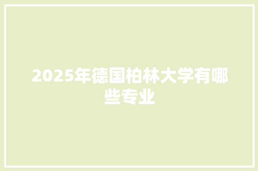 2025年德国柏林大学有哪些专业