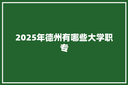 2025年德州有哪些大学职专