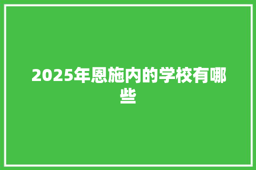 2025年恩施内的学校有哪些