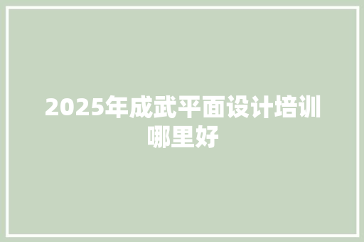 2025年成武平面设计培训哪里好