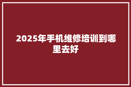 2025年手机维修培训到哪里去好 未命名