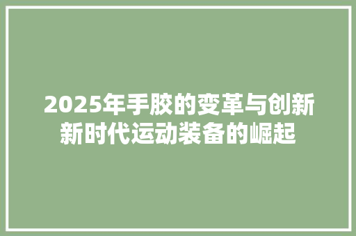 2025年手胶的变革与创新新时代运动装备的崛起 未命名