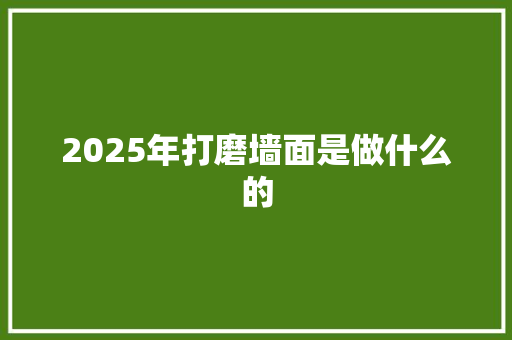 2025年打磨墙面是做什么的