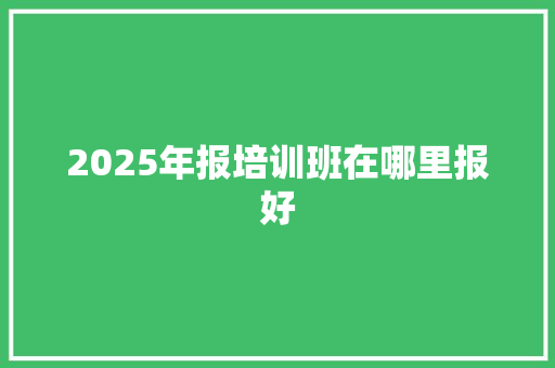 2025年报培训班在哪里报好 未命名