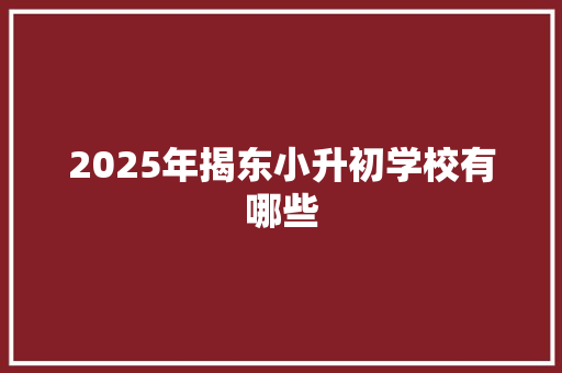 2025年揭东小升初学校有哪些 未命名