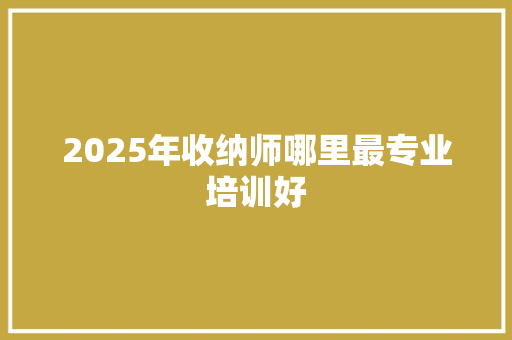 2025年收纳师哪里最专业培训好