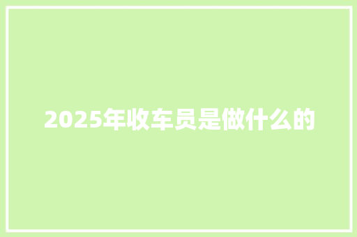 2025年收车员是做什么的