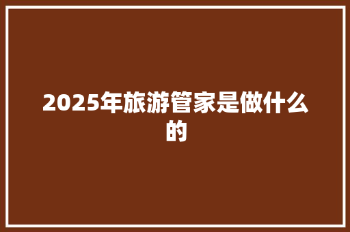 2025年旅游管家是做什么的